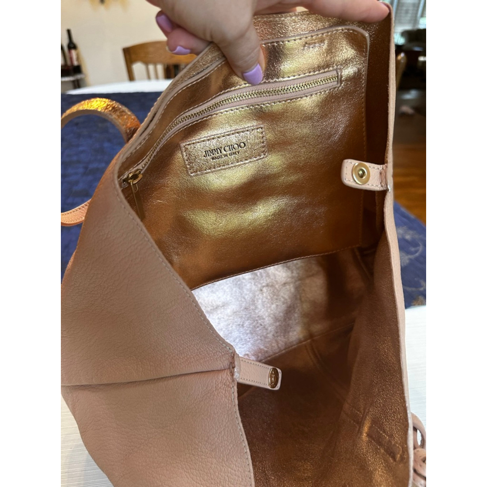 Jimmy Choo Blush Pink/Gold Leather Tote Bag - Picture 14 of 15